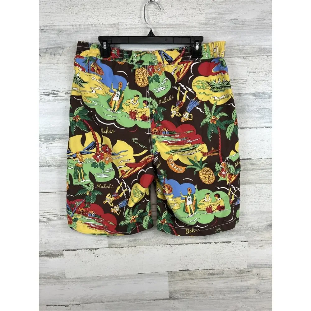 American Living Men’s Swim Trunks Size Medium Hawaiian Shorts Tropical Swimwear
